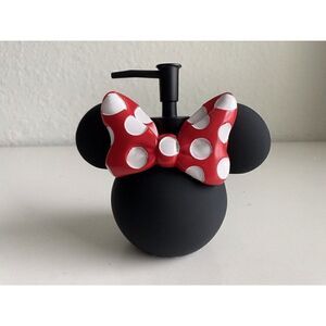 DISNEY Minnie MOUSE SOAP Lotion DISPENSER With PUMP Red Bow Polkadots NEW